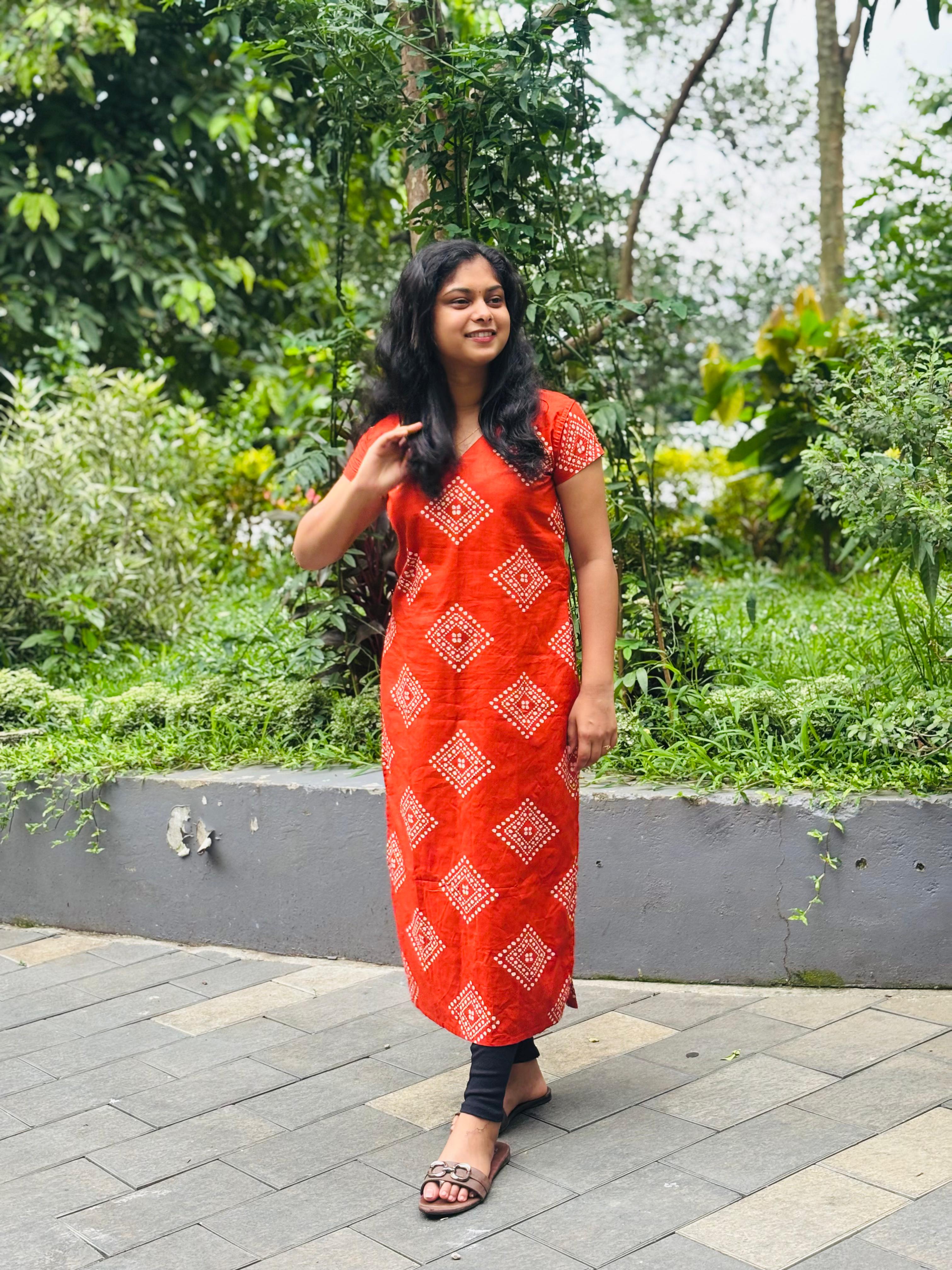 Orange Single Kurta