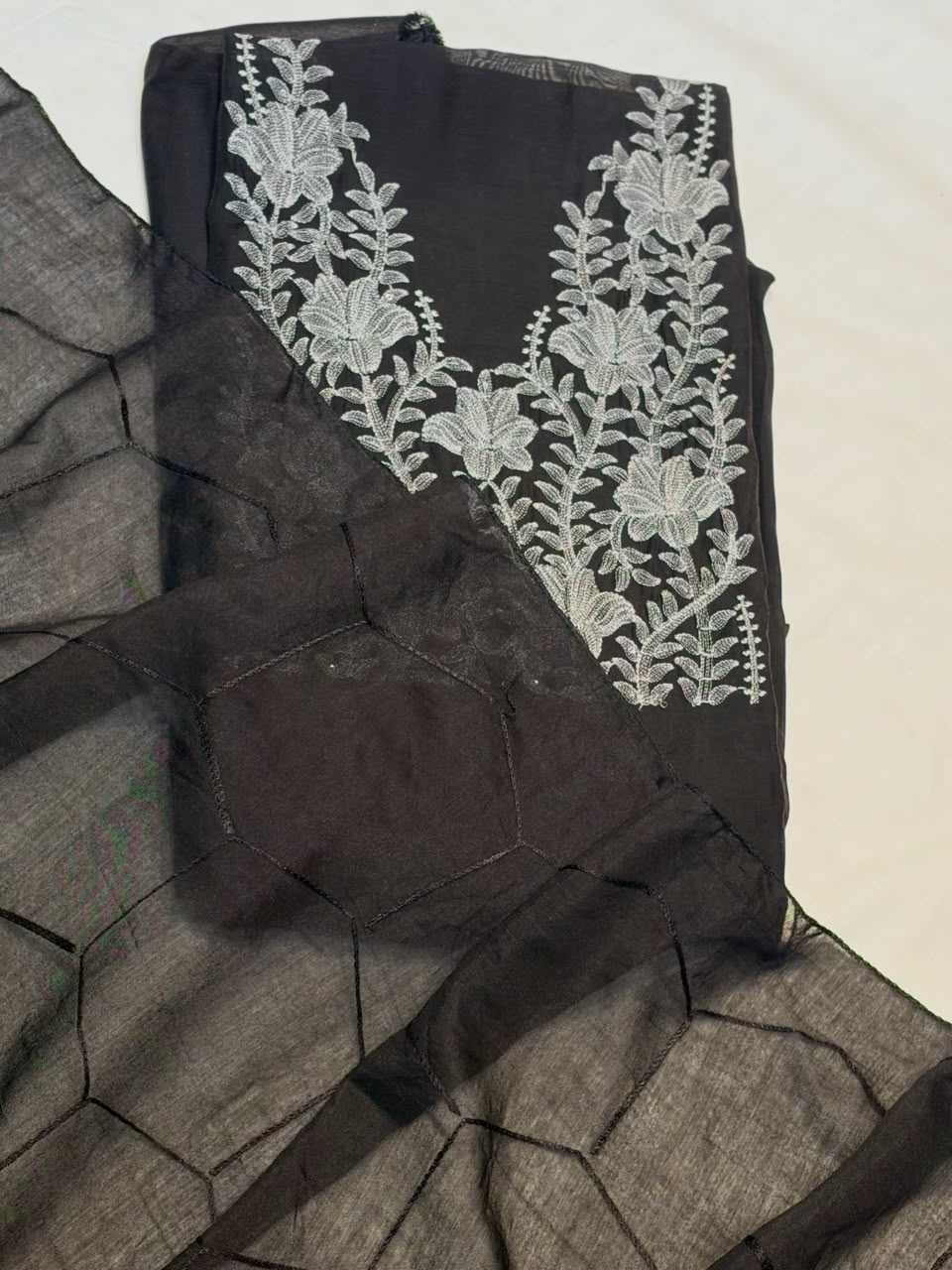 Black Unstitched Salwar Set